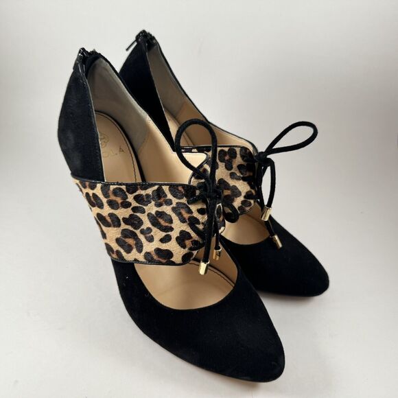 Isola Isabel exotic banded pump leopard print lace up leather stiletto sz 8 - Picture 3 of 9